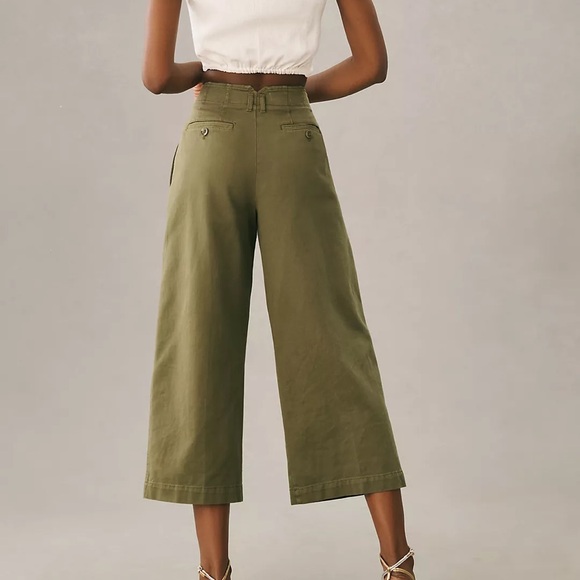 Maeve Remi Wide-Leg Crop Chino Pants. Size 0 green olive army - Picture 3 of 4